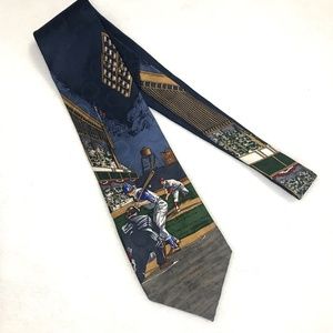 Vintage Oscar De La Renta Baseball 100% Silk Tie